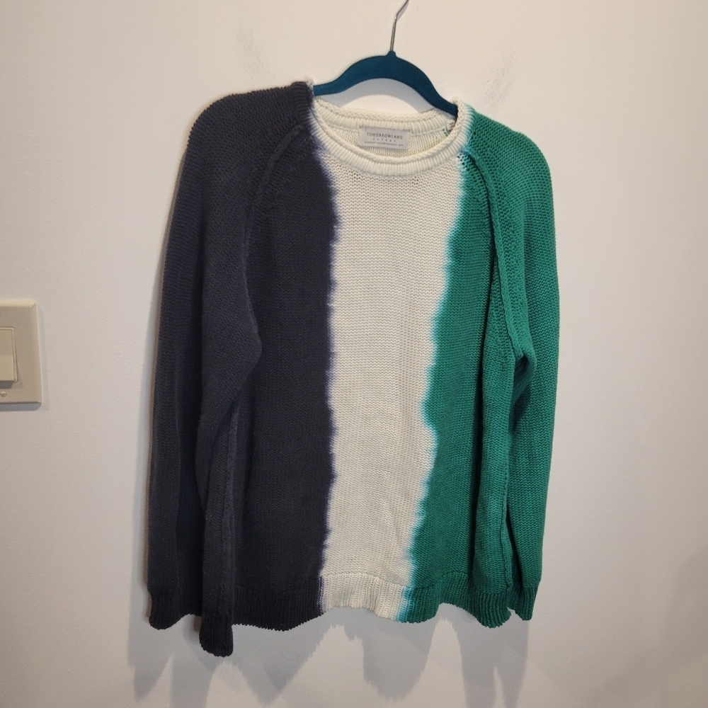 Tomorrowland Tricot Knit Mens Size L Cotton Beachy Dyed Sweater
